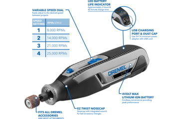 Image of Dremel Lite 4-Volt Multipurpose Cordless Rotary Tool, Gray, 7760-N/10