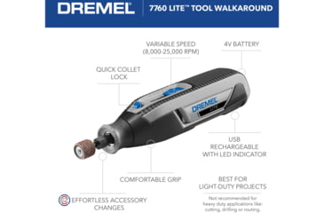 Image of Dremel Lite 4-Volt Multipurpose Cordless Rotary Tool, Gray, 7760-N/10