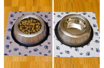 Image of Drymate Dog Bowl Place Mat, Paw Stripe, Brown/ Tan, 16 x 28 DPM1628BNSTP