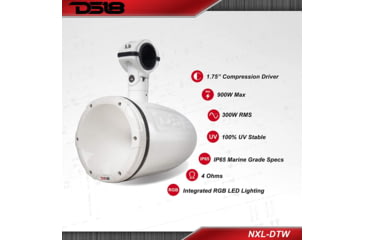Image of DS18 HYDRO 1.75in Driver Wakeboard Pod Tower Speaker w/RGB LED Lights - 900W - Single, White, NXL-DTW