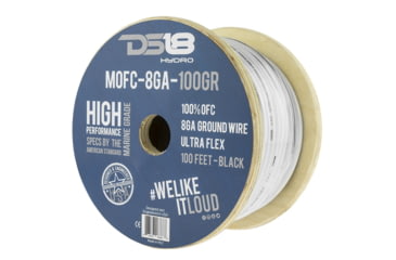 Image of DS18 HYDRO Marine Grade OFC Ground Wire 8 GA - 100ft Roll, White/Red, MOFC8GA100G