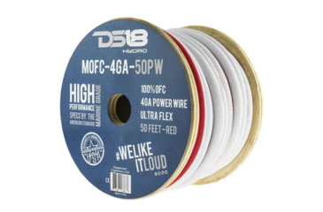 Image of DS18 HYDRO Marine Grade OFC Power Wire 4 GA - 50ft Roll, White/Red, MOFC4GA50P