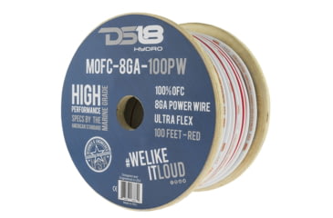 Image of DS18 HYDRO Marine Grade OFC Power Wire 8 GA - 100ft Roll, White/Red, MOFC8GA100P