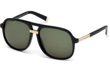 Image of DSquared DQ0071 Sunglasses - Shiny Black Frame Color, Green Lens Color