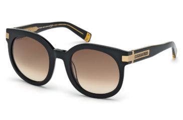Image of DSquared DQ0134 Sunglasses - Shiny Black Frame Color, Brown Gradient Lens Color