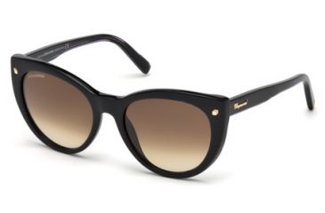 Image of DSquared DQ0180 Sunglasses - Shiny Black Frame Color, Brown Gradient Lens Color