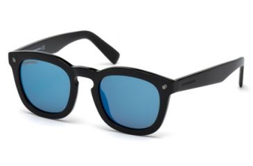 Image of DSquared DQ0198 Sunglasses - Shiny Black Frame Color, Blue Mirror Lens Color