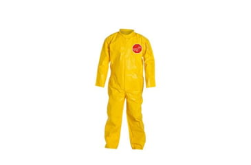 Image of DuPont Tychem 2000 Coveralls w/Laydown Collar, Open Wrists, Ankles, Bound Seams, Yellow, Large CS12 QC120BYLLG00