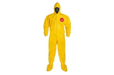 Image of DuPont Tychem 2000 Coveralls w/Standard Hood and Attached Socks, Bound Seams, Yellow, Large CS12 QC122BYLLG00