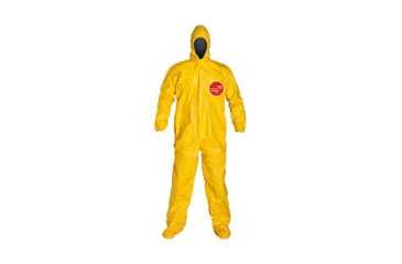 Image of DuPont Tychem 2000 Coveralls w/Standard Hood and Attached Socks, Taped Seams, Yellow, 5XL, 4 Pack, QC122TYL5X0004