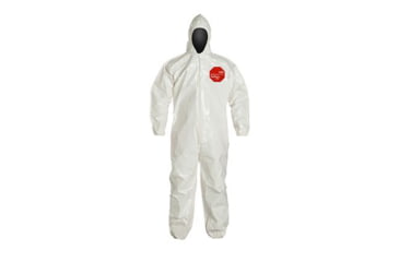 Image of DuPont Tychem 4000 Coverall w/Hood, Elastic Wrists and Ankles, White, Large, 12 Pack, SL127BWHLG00