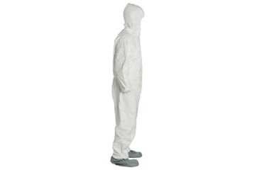 Image of DuPont Tyvek 400 Coverall w/Respirator Fit Hood and Attached Skid-Resistant Boots, Elastic Wrists, Waist, White, M, Case of 25, TY122SWHMD00