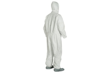 Image of DuPont Tyvek 400 Coverall w/Respirator Fit Hood and Attached Skid-Resistant Boots, Elastic Wrists, Waist, White, M, Case of 25, TY122SWHMD00