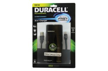 Image of Duracell AC/Car 3 in 1 Lightening Charger, Black PRO122