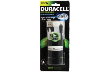 Image of Duracell Standard USB to Lightning Sync and Charge Flat Cable - 6ft, Black DU1310