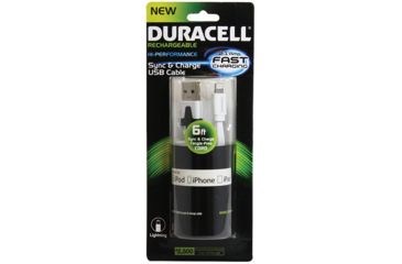 Image of Duracell Standard USB to Lightning Sync and Charge Flat Cable - 6ft, White DU1311