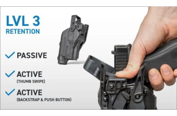 Image of Alien Gear Holsters Rapid Force Duty Holster LVL 3 w/Light-Bearing w/Clamshell Packaging, Glock 17/47 Gen 1-5/17 MOS/22 Gen 1-4/47 MOS, Left Hand, BasketWeave Black, RD-M-0601-BW-LH-L1-C