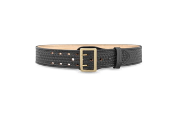 Image of 2-1/4&quot; Basketweave Leather Sam Brown 2 Row Stitch Duty Belt with Gold Buckle
