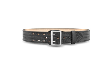 Image of 2-1/4&quot; Basketweave Leather Sam Brown 4 Row Stitch Duty Belt with Solid Brass Nickel Buckle