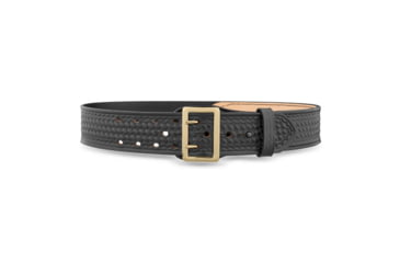 Image of 2-1/4" Basketweave Leather Sam Browne Duty Belt (Half Lined) with Gold Buckle