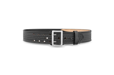Image of 2-1/4" Basketweave Leather Sam Browne Duty Belt (Half Lined) with Solid Brass Nickel Buckle