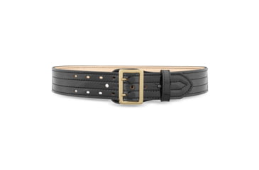 Image of 2-1/4" Hi-Gloss Leather Sam Brown 4 Row Stitch Duty Belt with Solid Brass Gold Buckle
