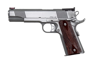 Image of Dan Wesson Pointman-38 Pistol, .38 Super, 5in barrel, stainless steel frame, checkered cocobolo grip, recoil operated semi-automatic, fiber-optic front, adjustable rear, 9 round magazine, DWPM38.38SUPER51FRRMPG