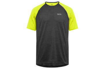 Image of GOREWEAR Mens R5 Running Shirt in Black/Neon Yellow Medium Slim fit CE2D91C1, 100614-9908-L