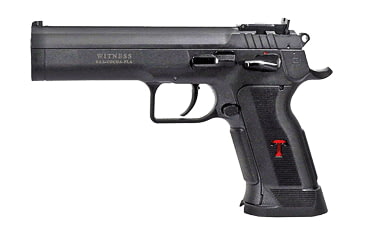 Image of EAA Witness-P-Match Pistol, 9mm Luger, 4.75 in barrel, black polymer frame, integrated polymer grip, recoil operated semi-automatic, single-action, fixed blade front, adj. target rear, 17 round magazine, EAA-WTNS-P-MTC-3-FRRMPG