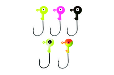 Image of Eagle Claw Ballhead Jig Assortment,Chartreuse/White,Black,Chartreuse/Orange,Pink,Chartreuse,Black Hook,Size 1/8 JB18ASST