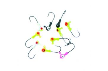 Image of Eagle Claw Ballhead Jig Assortment,Chartreuse/White,Black,Chartreuse/Orange,Pink,Chartreuse,Black Hook,Size 1/16oz JB116ASST