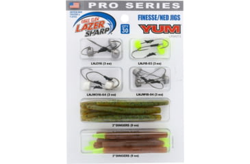 Image of Eagle Claw Lazer Sharp Pro Series Finesse/ Ned Jig Kit, Hooks Weedless Hooks, 3in Dingers, 30 Pieces, LPSKIT3