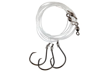 Image of Eagle Claw Lazer Sharpinline Octopus Circle Striped Bass Rig, Three Size 6/0 L7228 Hooks, 42in, Platinum Black, 1/Pack, L926-C1