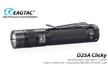 Image of EAGTAC D25A RC MKII Flashlight, XP-L HI V2 NW LED, 330lm, Black, D25A-CLICKY-MKII-XPLHI-NW