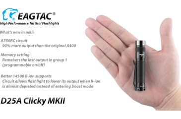 Image of EAGTAC D25A RC MKII Flashlight, XML2 CW U4 LED, 405lm, Black, Small 4072