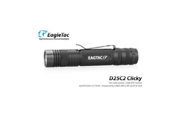 Image of EAGTAC D25C2 RC Clicky Flashlight, XP-G2 R5 NW LED, 481lm,2xCR123A, Black, D25C2-CLICKY-XPG2-NW