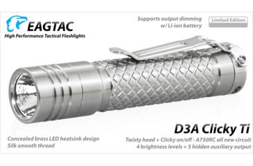 Image of EAGTAC D3A TI Titanium XP-L HI 378 Lumen AA LED Flashlight, Silver, Small 4246