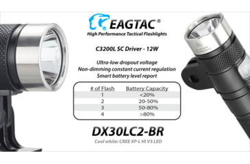 Image of EAGTAC DX30LC2-BR Rechargeable Flashlight, XP-L HI V2 NW LED, 1084lm, Black, DX30LC2BR-XPLHINW-BASE
