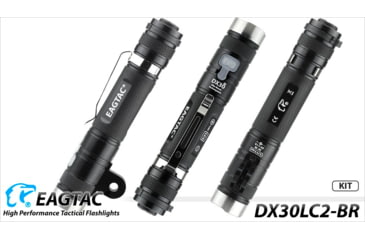Image of EAGTAC DX30LC2-BR Rechargeable Flashlight, XP-L HI V2 NW LED, 1084lm, Black, DX30LC2BR-XPLHINW-BASE