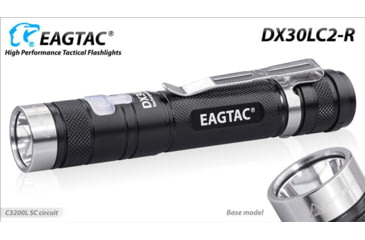 Image of EAGTAC DX30LC2-R Rechargeable Flashlight, XP-L HI V2 NW LED, 1084lm, Black, DX30LC2R-XPLHI-BASE-NW