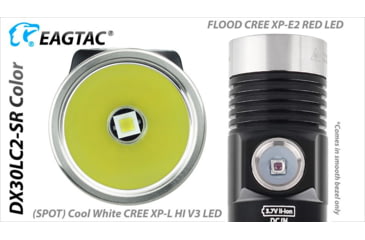 Image of EAGTAC DX30LC2-SR Side-LED Rechargeable Flashlight, Spot XP-L HI V2 NW w/ Flood Nichia 219B CRI92 5700K LED, 1080lm/390lm, Black, DX30LC2SR-XPLHINW-SIDE219B-BASE