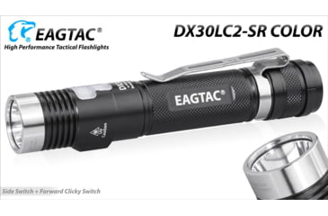 Image of EAGTAC DX30LC2-SR Side-LED Rechargeable Flashlight, Spot XP-L HI V2 NW w/ Flood Nichia 219B CRI92 5700K LED, 1080lm/390lm, Black, DX30LC2SR-XPLHINW-SIDE219B-BASE
