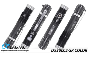 Image of EAGTAC DX30LC2-SR Side-LED Rechargeable Flashlight, Spot XP-L HI V2 NW w/ Flood Nichia 219B CRI92 5700K LED, 1080lm/390lm, Black, DX30LC2SR-XPLHINW-SIDE219B-BASE