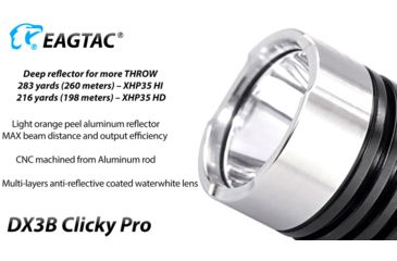 Image of EAGTAC DX3B Clicky PRO Rechargeable XHP50.2 LED 2500 Lumen LED Flashlight, Black, Small 4253