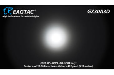 Image of EAGTAC GX30A3-D Flashlight, XPL HI CW w/ LEDarray LED, 1330lm w/ 1000lm, Black, GX30A3-Diffuser-XPLHI-CW