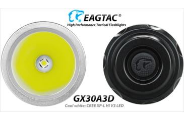 Image of EAGTAC GX30A3-D Flashlight, XPL HI CW w/ LEDarray LED, 1330lm w/ 1000lm, Black, GX30A3-Diffuser-XPLHI-CW
