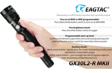 Image of EAGTAC GX30L2-R MKII Flashlight, XHP35 HD CW LED, 2000lm, Black, Medium 4124