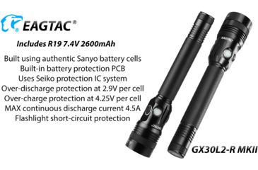 Image of EAGTAC GX30L2-R MKII Flashlight, XHP35 HD CW LED, 2000lm, Black, Medium 4124