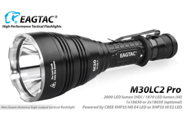 Image of EAGTAC M30LC2 Pro Flashlight, XHP35 HI CW LED, 1870lm, Black, M30LC2-XHP35-HI-PRO-CW