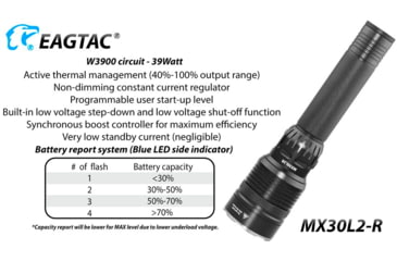 Image of EAGTAC MX30L2R XHP70.2 Flashlight, 32650 13000mAh li-ion, NW LED, 4205 Lumen, Black, MX30L2R-XHP702-NW
